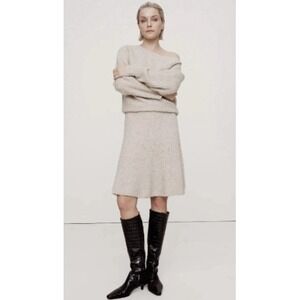 NWT Banana Republic Sweater Dress Ribbed Knit Oversized Beige‎ XL Wool Yak Hair